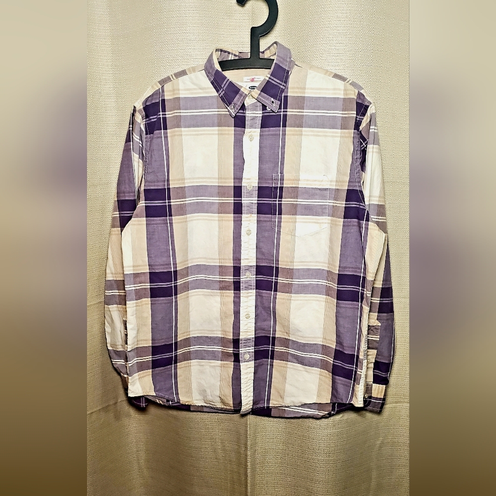 (4/$20) Old Navy Men's Casual Button Down Shirt Blue & White Checkered Size L - Picture 1 of 5